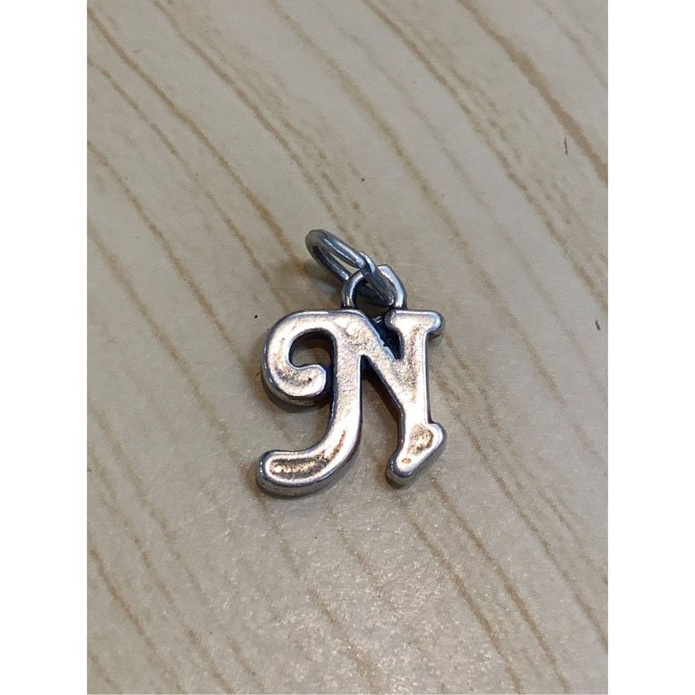 .925 Script Letter N Sterling Silver Jewelry Charm #alphabet